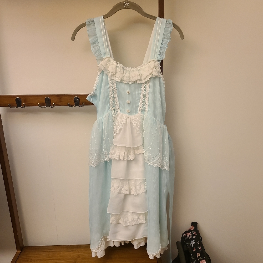 Berry Mori Mint and White Lace Jumper XXL Sweet Hime Cottagecore